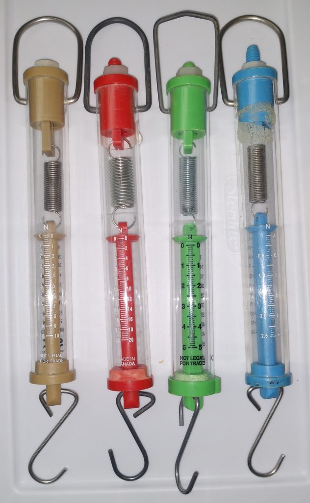 Photo of four tubular spring scales