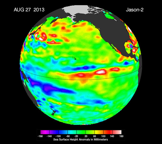 Image showing water temperatures in the northern Pacific ocean on Aug 27, 2013